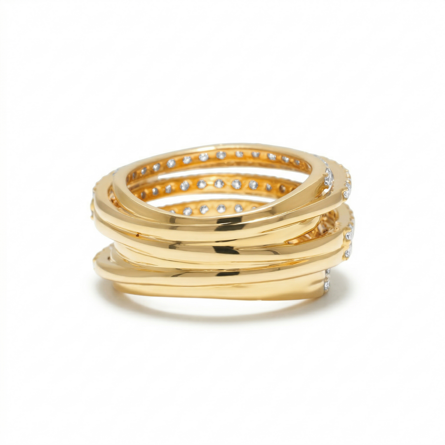 Multi-Layer Natural Diamond Wrap Ring