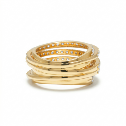 Multi-Layer Natural Diamond Wrap Ring