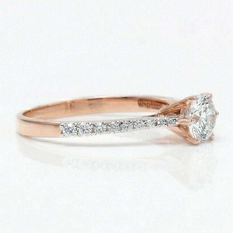 Round Solitaire Natural Diamond Wedding Band Ring