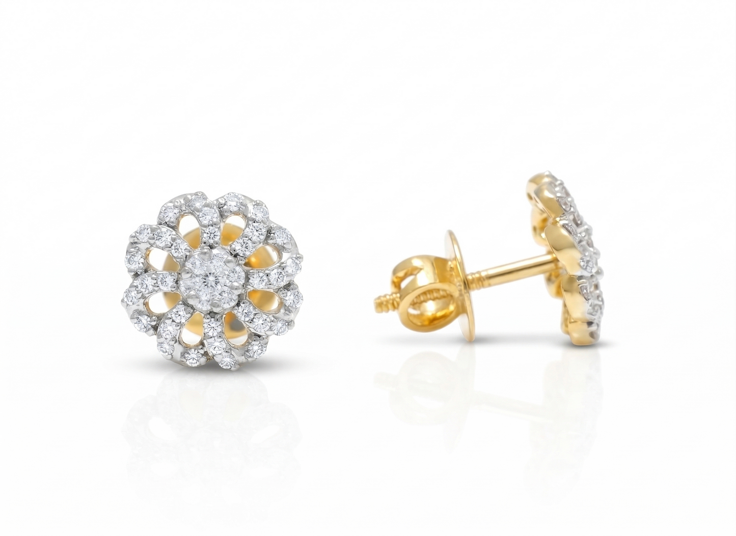 Flower Diamond Stud Earrings