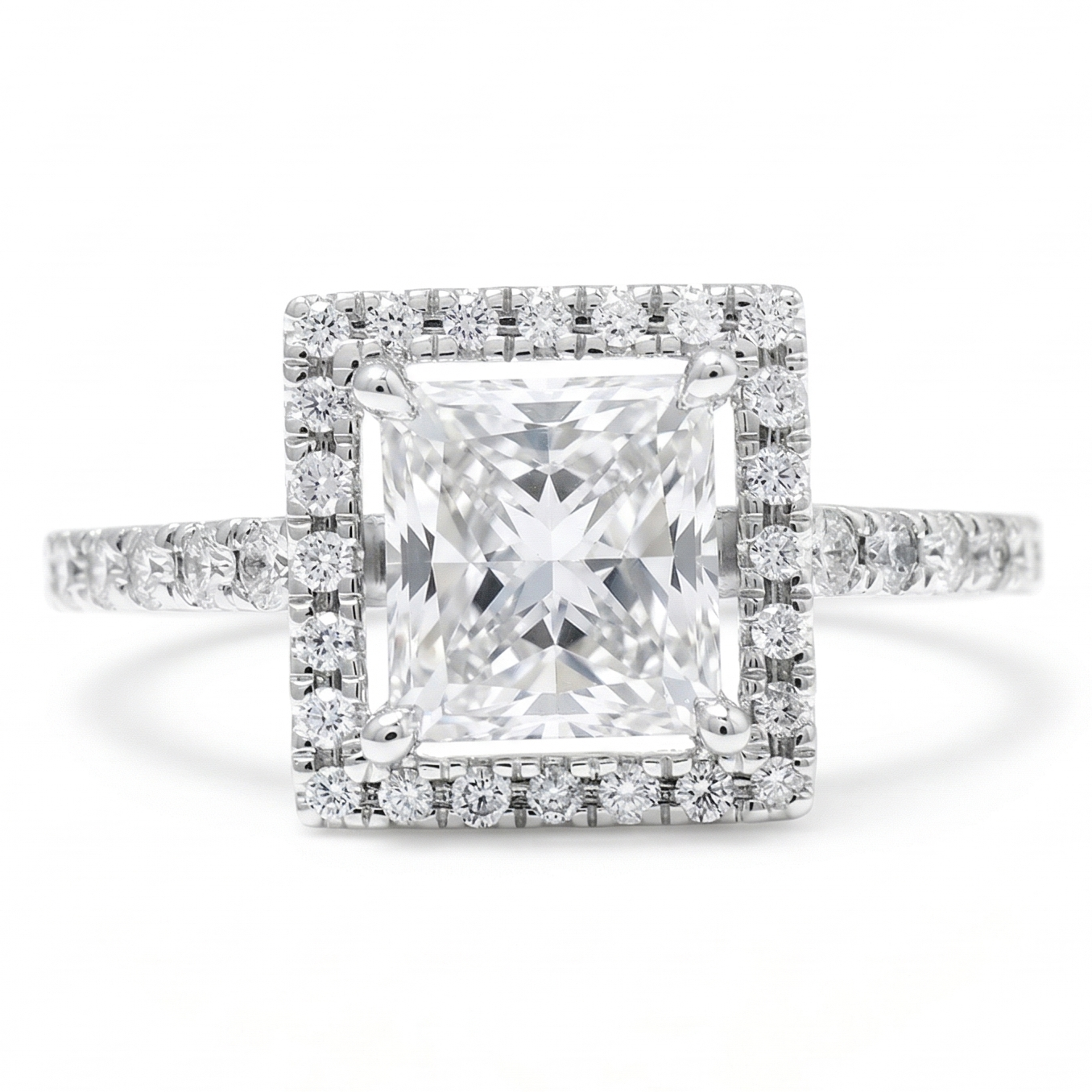Princess Halo Solitaire Diamond Ring