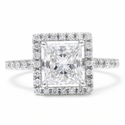 Princess Halo Solitaire Diamond Ring