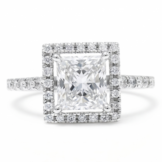 Princess Halo Solitaire Diamond Ring