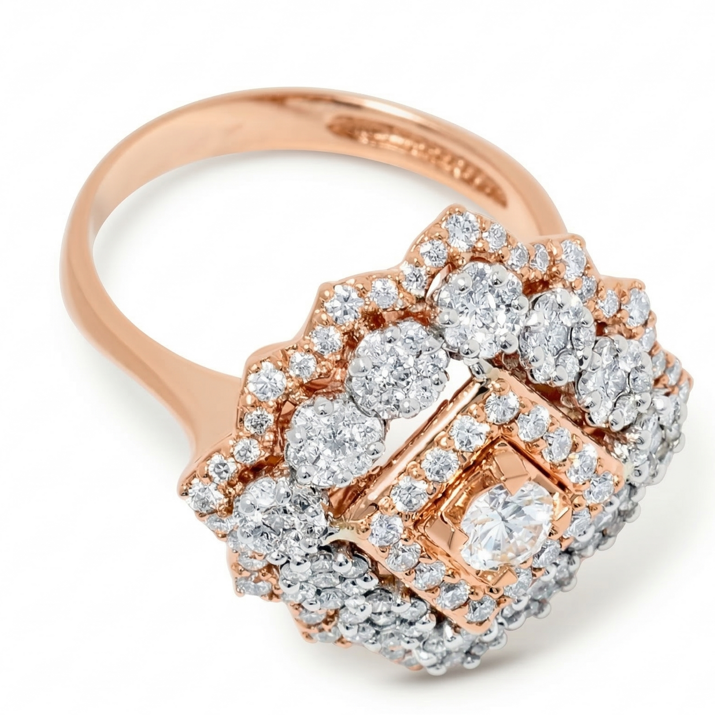 Floral Cluster Halo Natural Diamond Ring