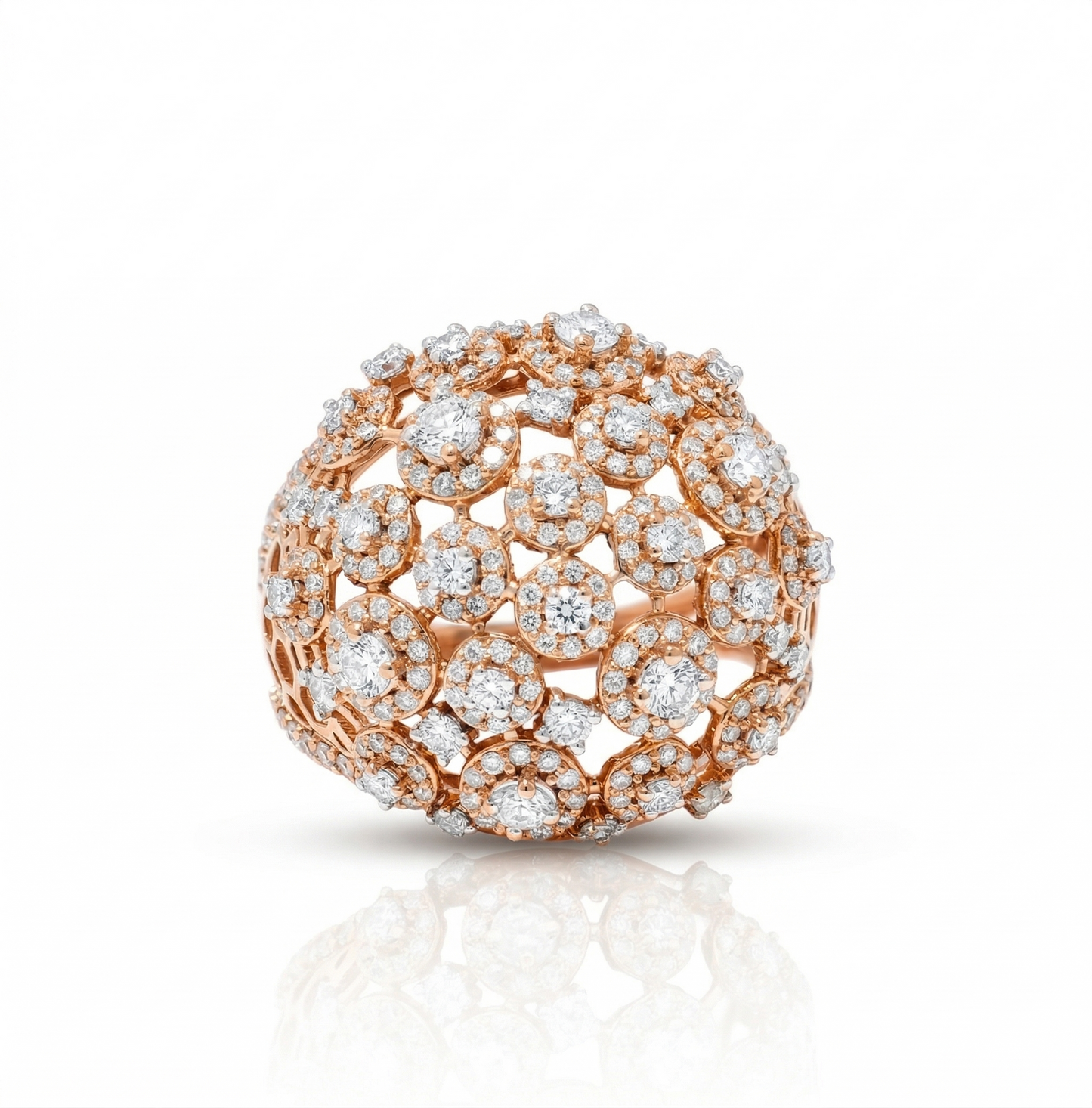 Floral Dome Natural Diamond Honeycomb Ring