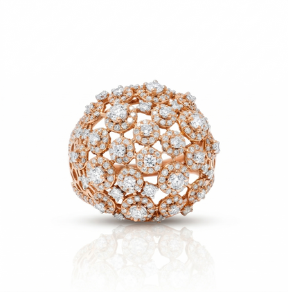 Floral Dome Natural Diamond Honeycomb Ring