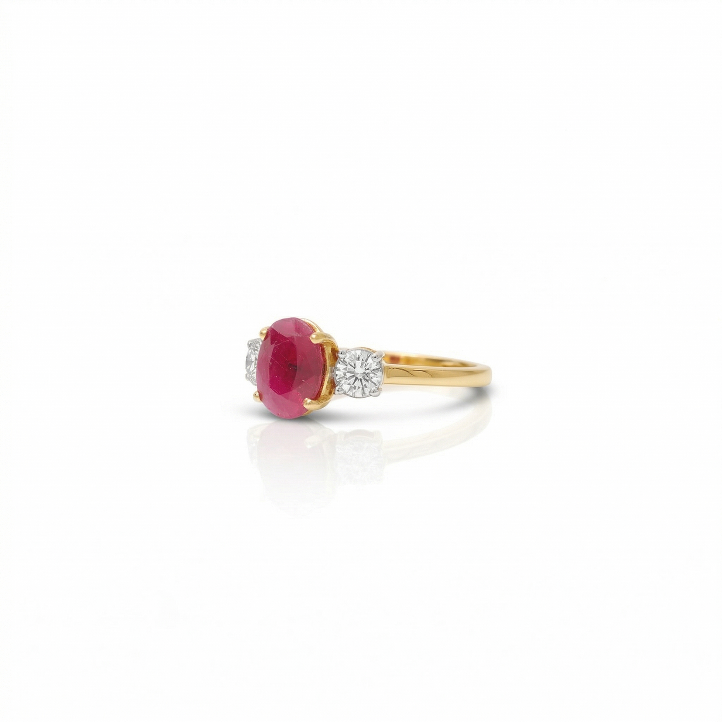 Oval Ruby Natural Diamond Ring
