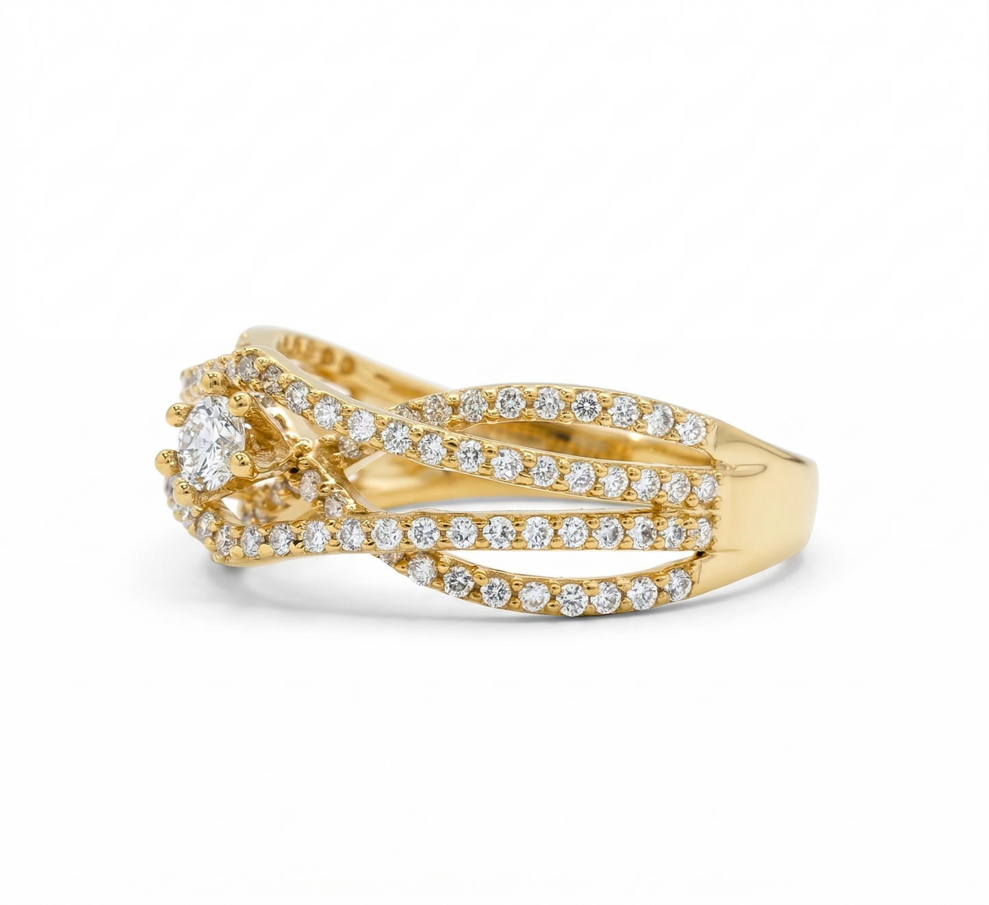 Criss Cross Solitaire Natural Diamonds Engagement Ring