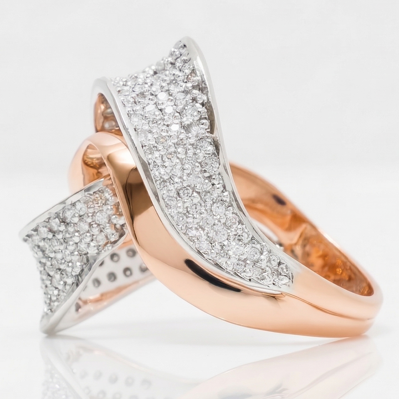 Wave Crossover Diamond Ring