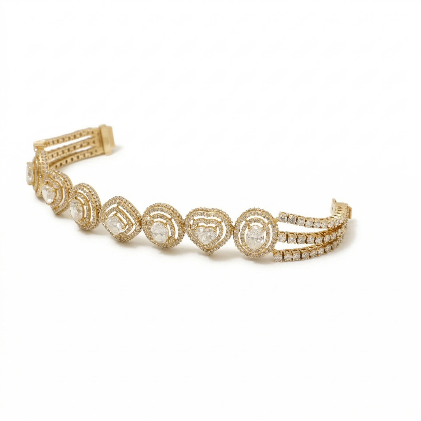Multi-Shape Natural Diamond Double Halo Bracelet