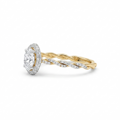 Oval Halo Natural Diamond Ring