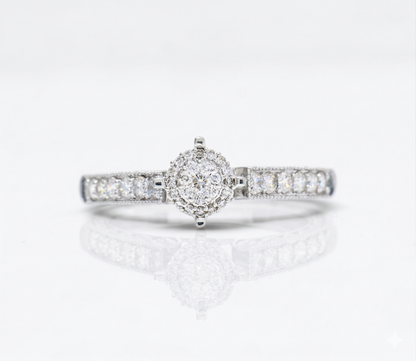 Natural Diamond Round Halo Engagement Ring 14K Gold