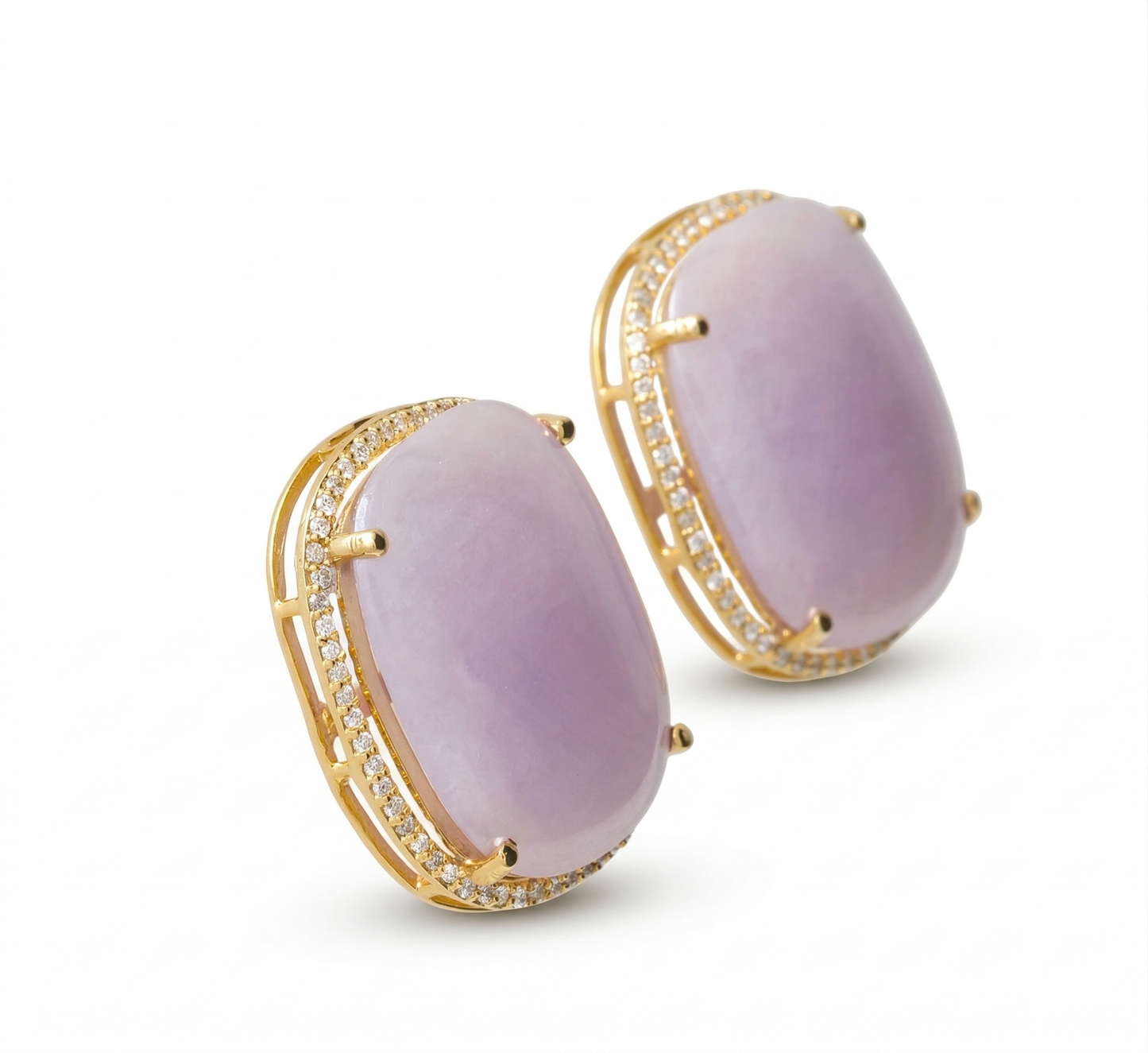 Pink Sapphires Diamond Halo Stud Earrings