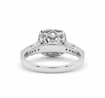 Halo square-shaped lab diamond engagement ring in solid gold