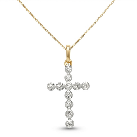 Cross Natural Diamond Pendant Necklace