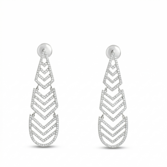 Geometric Chandelier Natural Diamond Earrings