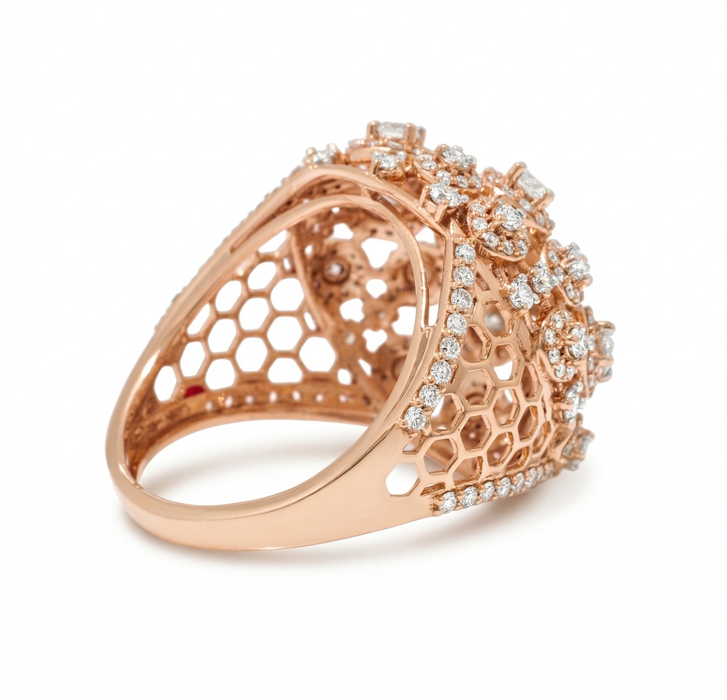 Floral Dome Natural Diamond Honeycomb Ring