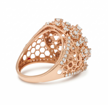 Floral Dome Natural Diamond Honeycomb Ring