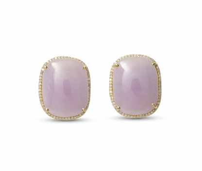 Pink Sapphires Diamond Halo Stud Earrings