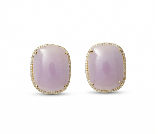 Pink Sapphires Diamond Halo Stud Earrings