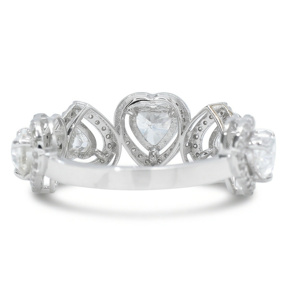 Heart Diamond Halo Eternity Band Ring