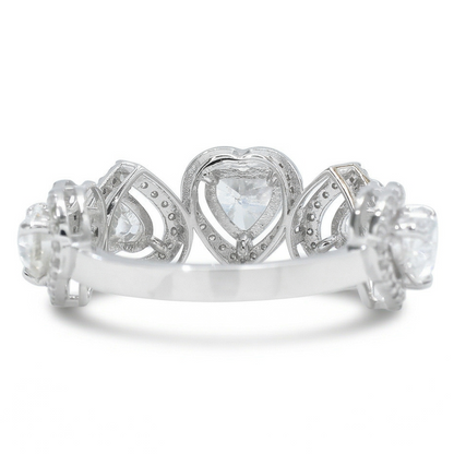 Heart Diamond Halo Eternity Band Ring