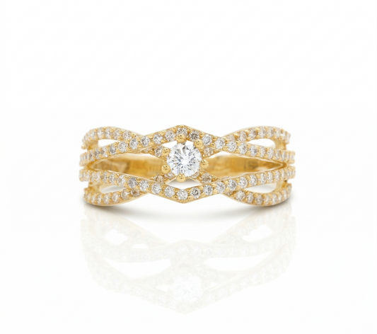 Criss Cross Solitaire Natural Diamonds Engagement Ring
