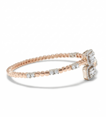Halo Rectangular Natural Diamond Cuff Bracelet