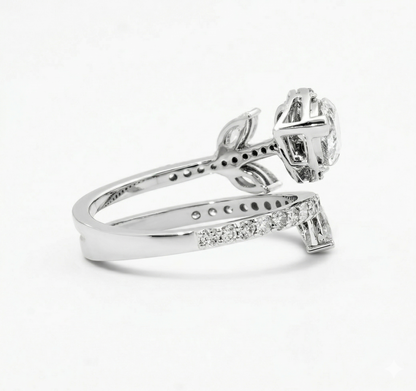 Pear Natural Diamond Leaf Ring - Nature-Inspired Statement