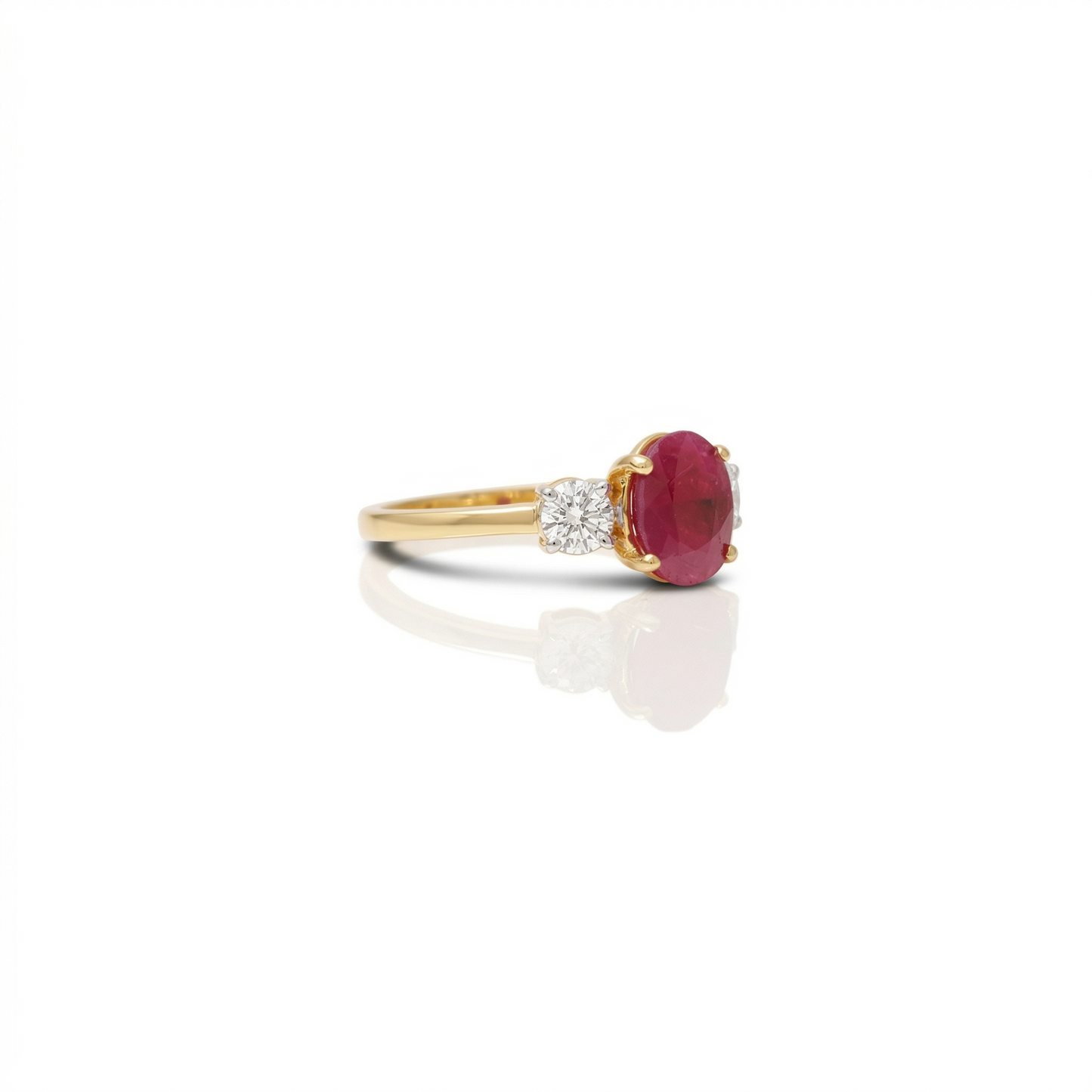 Oval Ruby Natural Diamond Ring