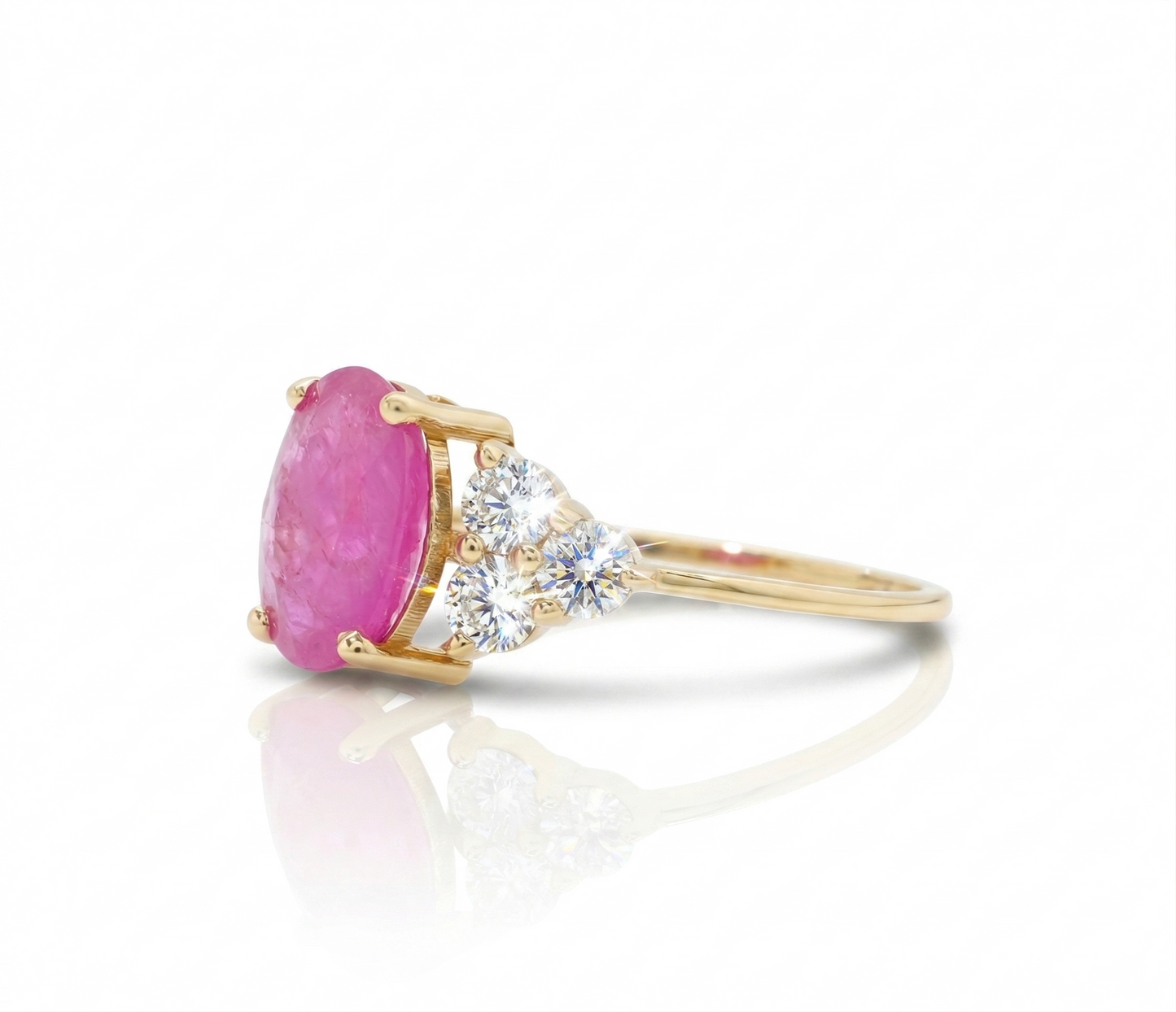 Oval Ruby Cluster Diamond Ring