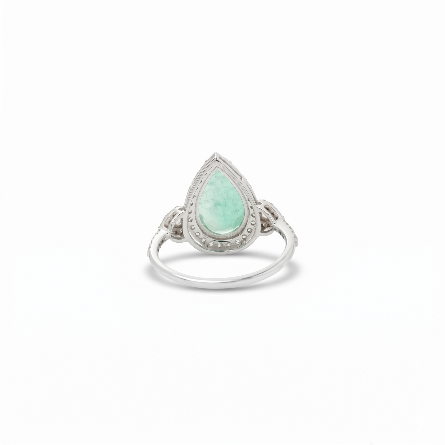 Natural Pear Emerald & Diamond Halo Ring