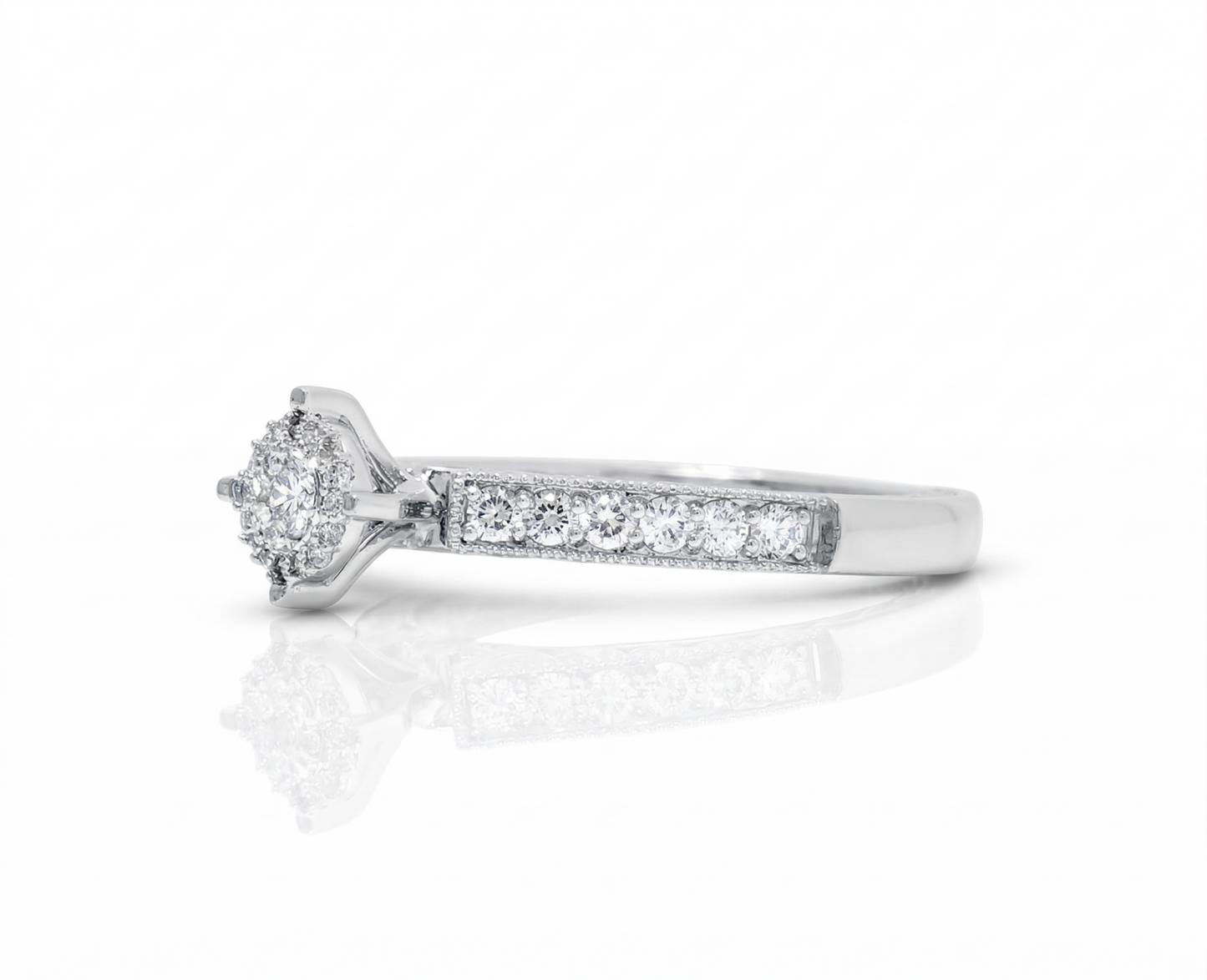 Natural Diamond Round Halo Engagement Ring 14K Gold