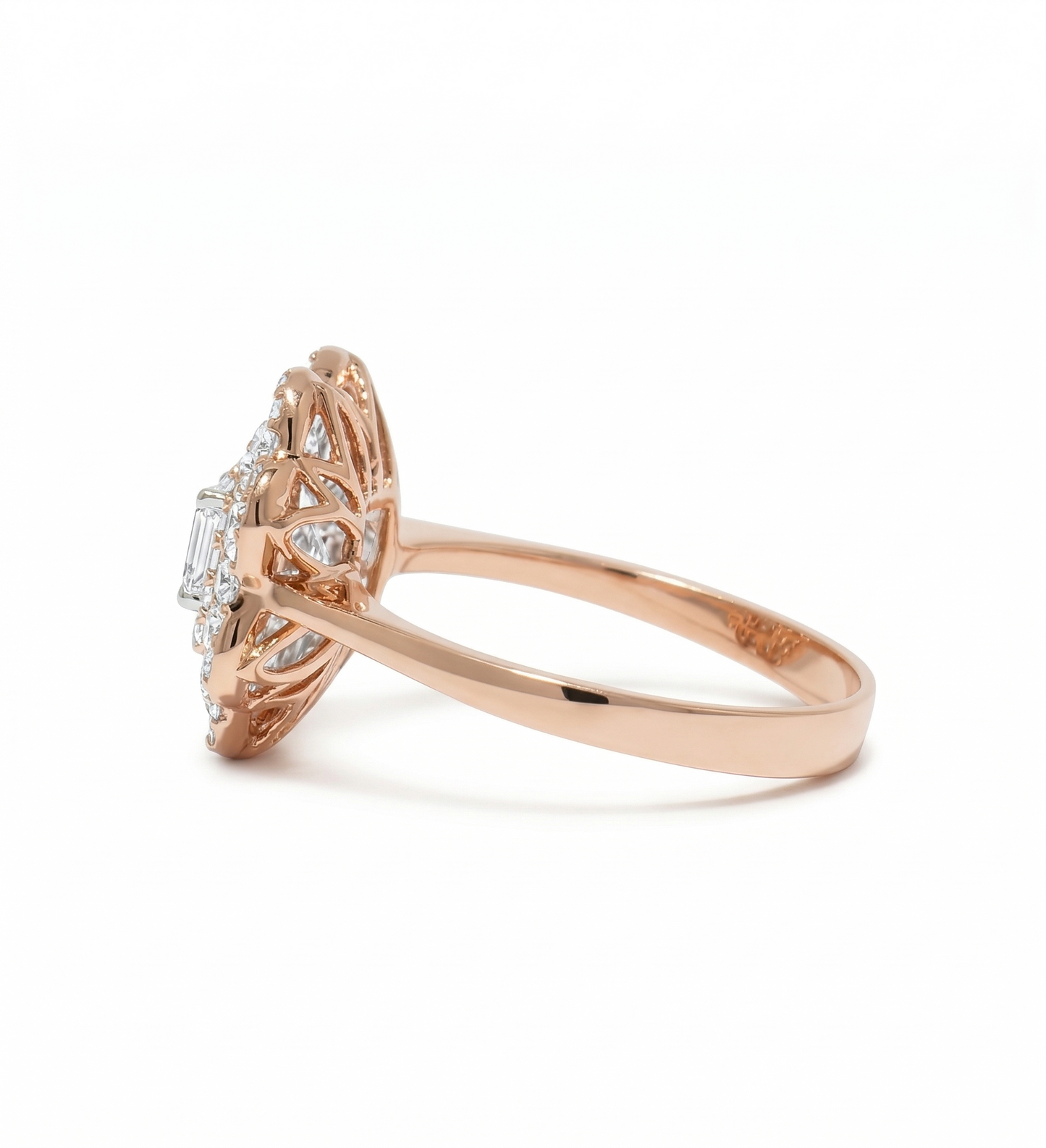 Square Floral Natural Diamond Ring