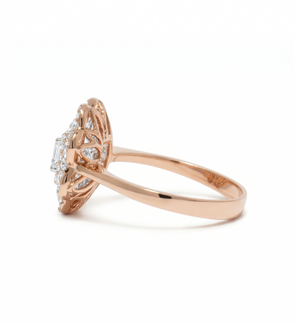 Square Floral Natural Diamond Ring