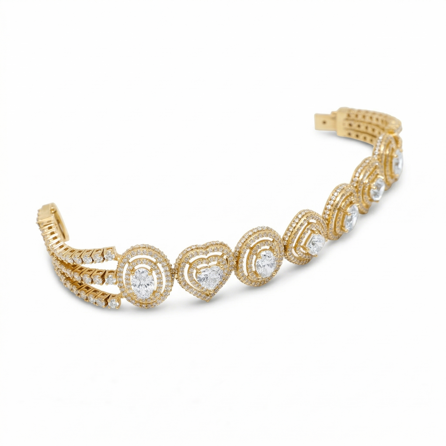 Multi-Shape Natural Diamond Double Halo Bracelet