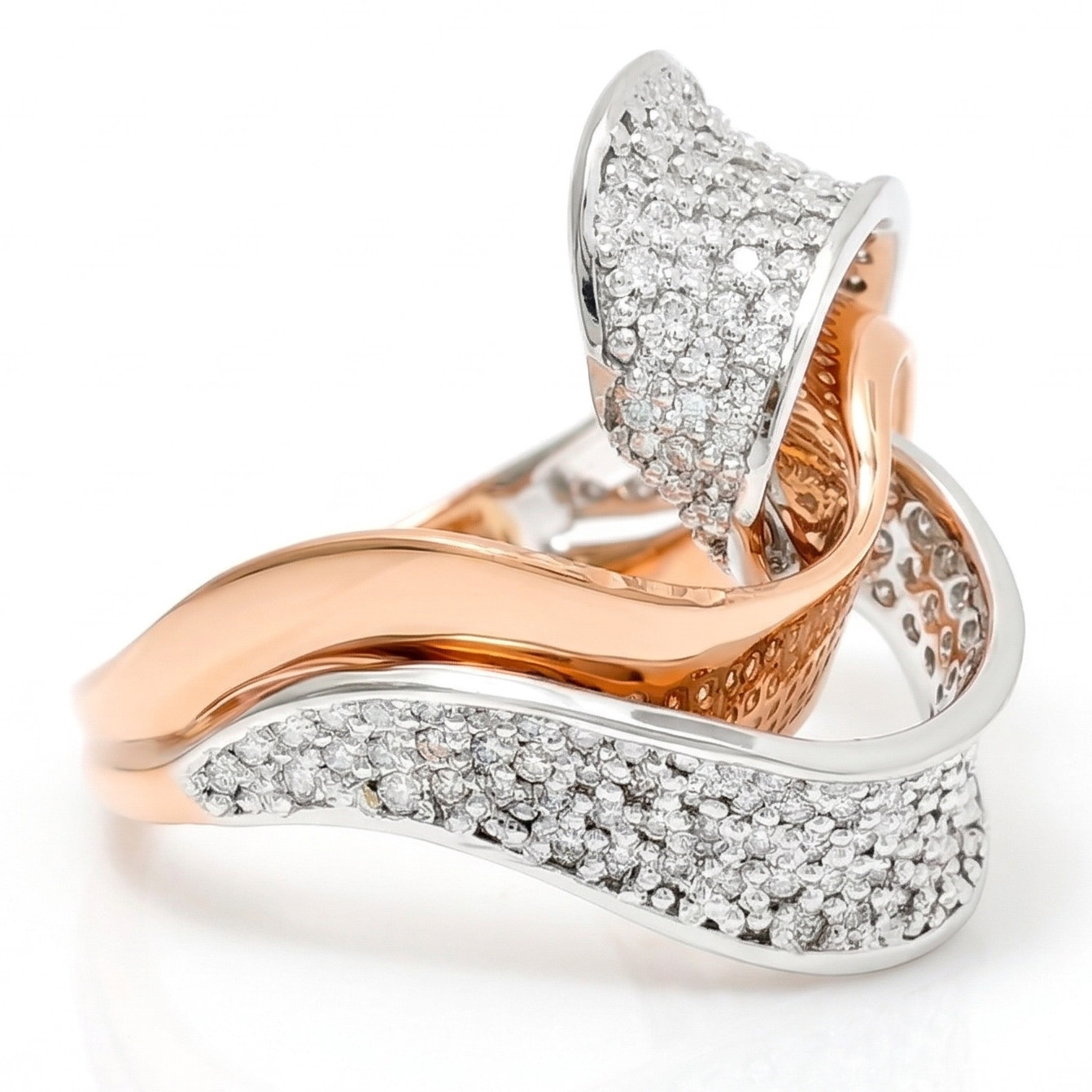 Wave Crossover Diamond Ring