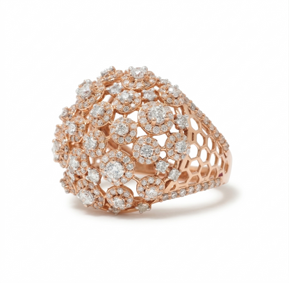 Floral Dome Natural Diamond Honeycomb Ring