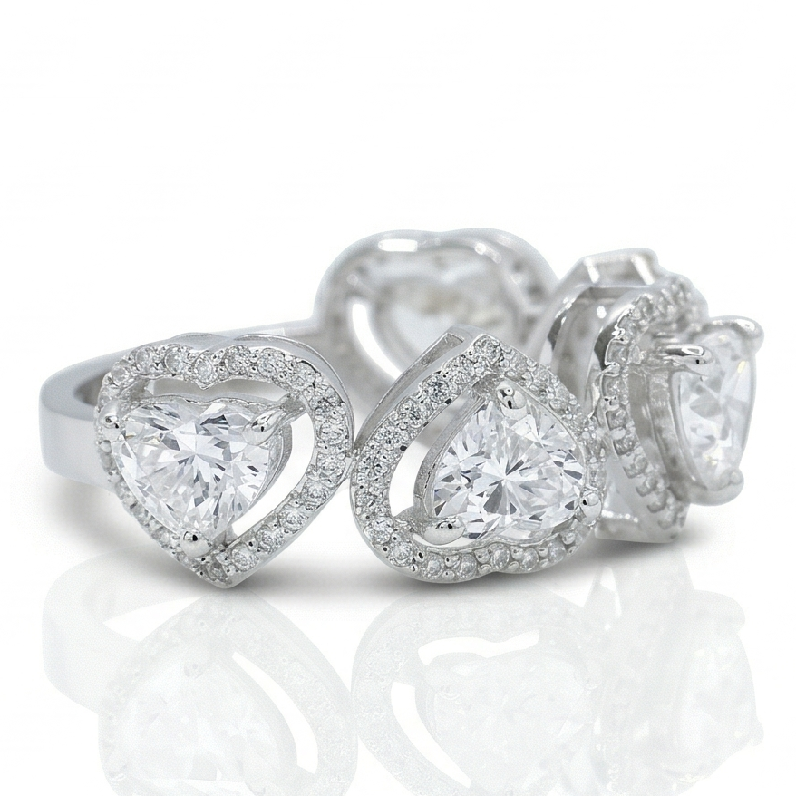 Heart Diamond Halo Eternity Band Ring