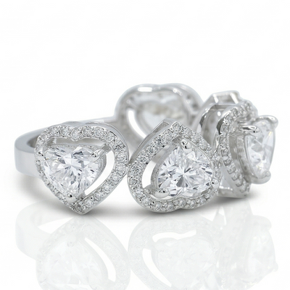 Heart Diamond Halo Eternity Band Ring