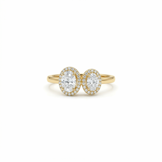 Twin Oval Halo Diamond Ring