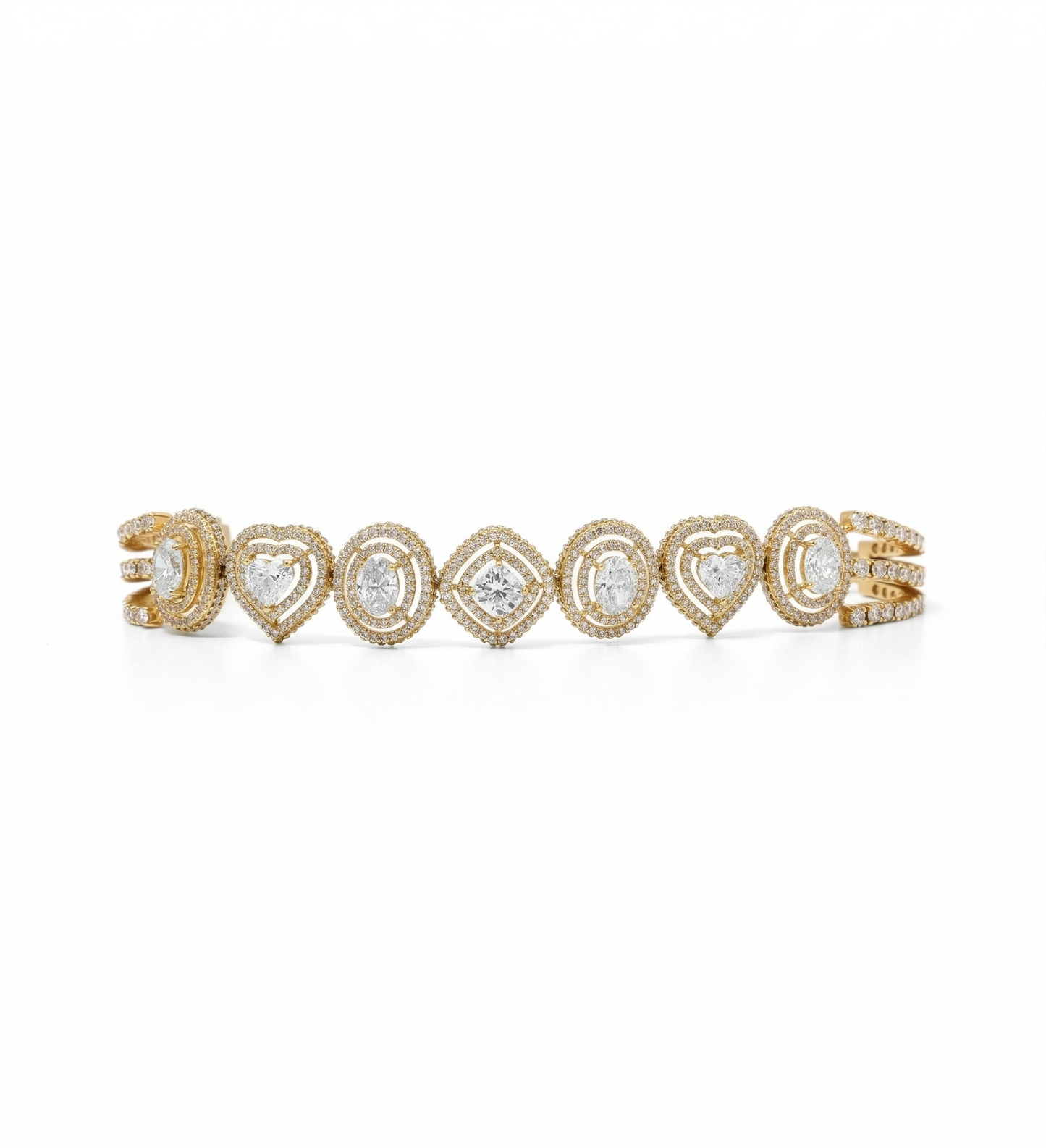 Multi-Shape Natural Diamond Double Halo Bracelet