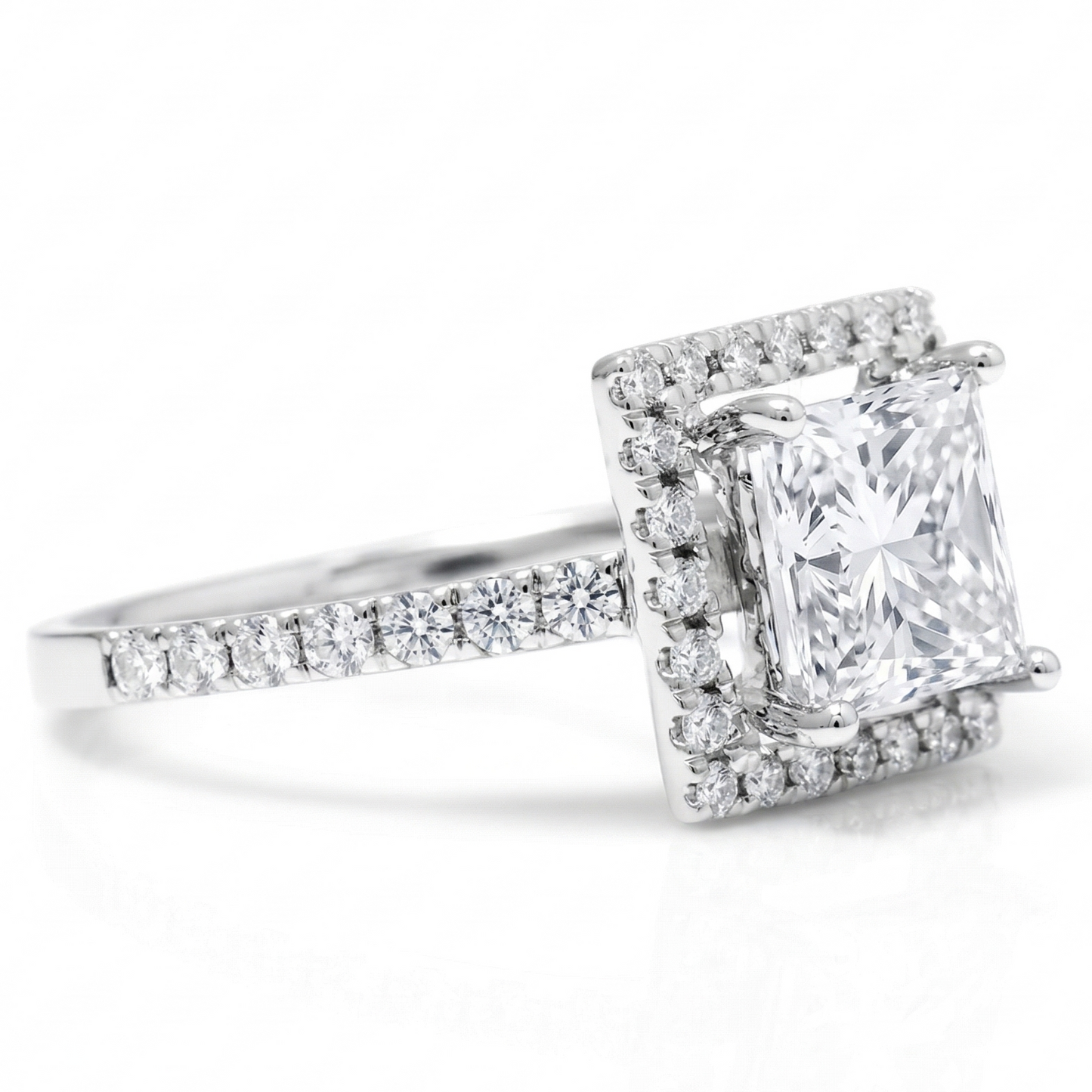 Princess Halo Solitaire Diamond Ring
