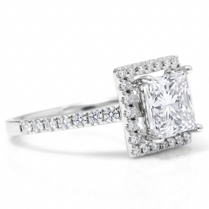 Princess Halo Solitaire Diamond Ring