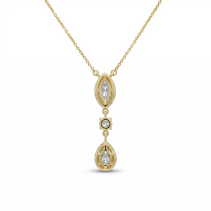 Three Stone Halo Diamond Necklace