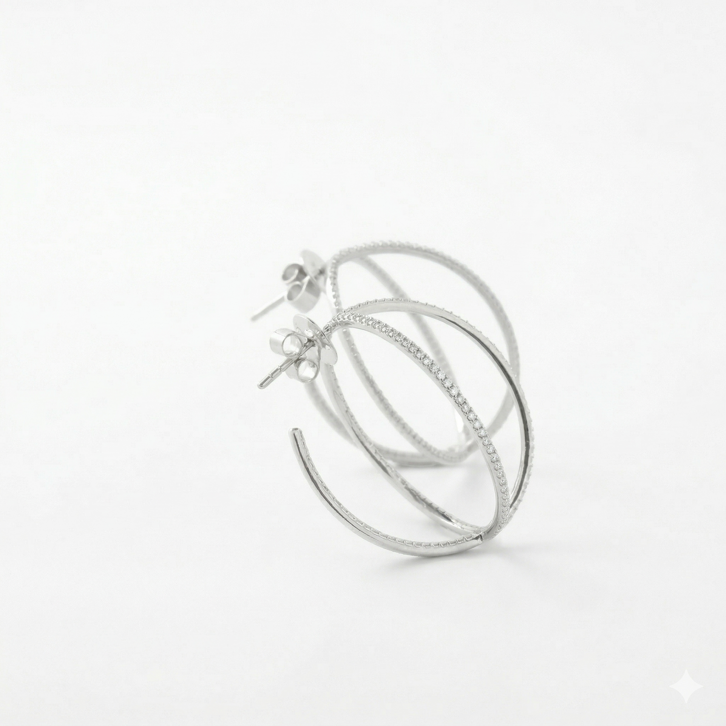 Crossover Natural Diamond Hoop Earrings
