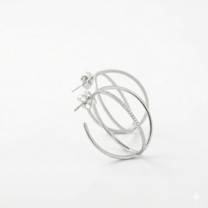 Crossover Natural Diamond Hoop Earrings