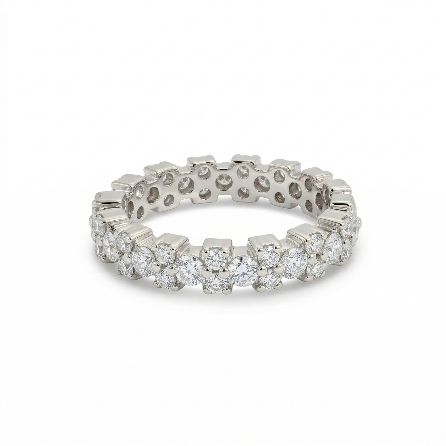 Cluster Natural Diamond Eternity Stackable Band Ring
