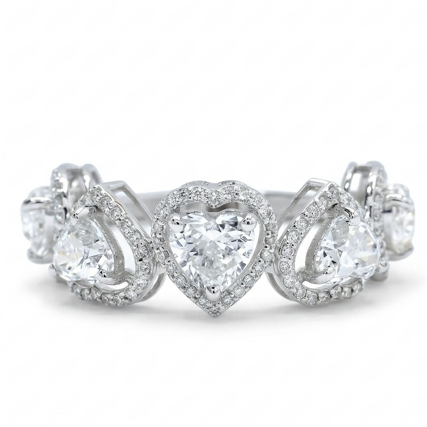 Heart Diamond Halo Eternity Band Ring
