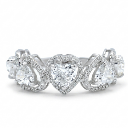 Heart Diamond Halo Eternity Band Ring